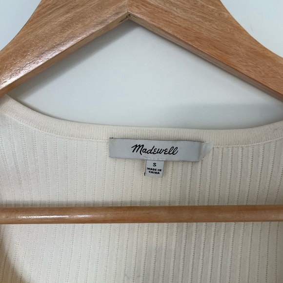 Madewell Ivory Ribbed Scoop Neck Cropped Top Size S - Picture 2 of 3